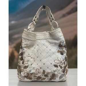 Isabella Fiore cream Coco Puff Carina handbag $875-NWT Estate-Bohemian Flair Y2K
